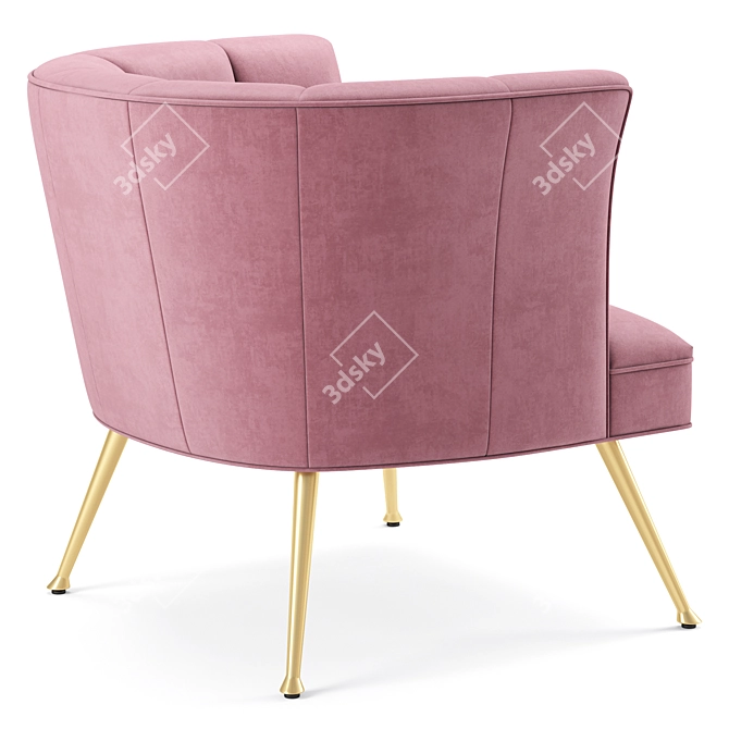 Luxurious Velvet Armchair with Performance Features 3D model image 2