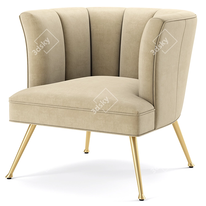 Luxurious Velvet Armchair with Performance Features 3D model image 4