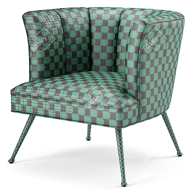 Luxurious Velvet Armchair with Performance Features 3D model image 6