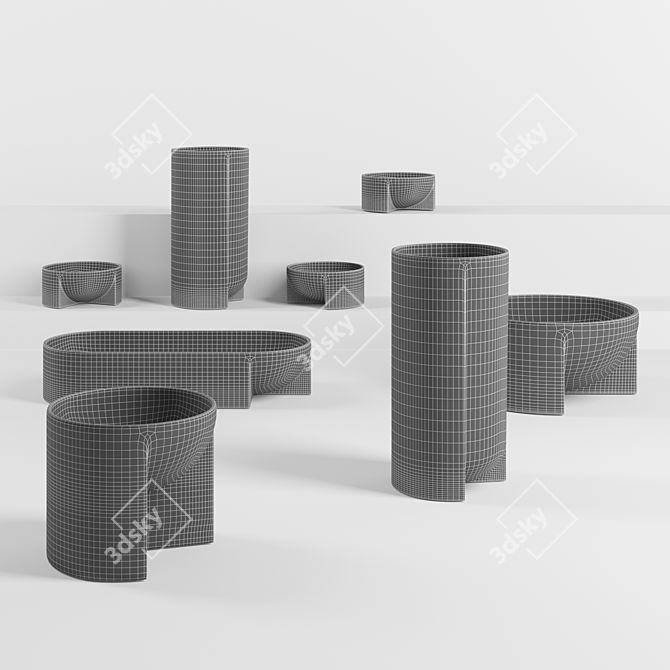 Artisan Bowls in Earthy Hues 3D model image 3