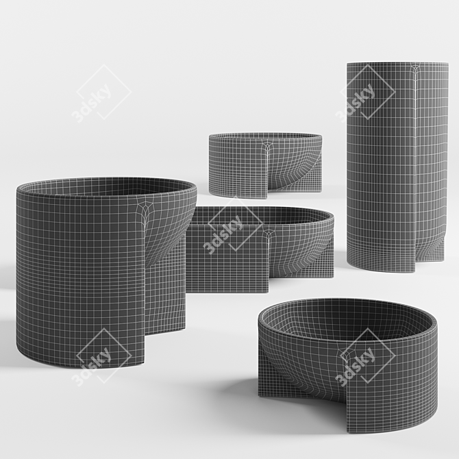 Artisan Bowls in Earthy Hues 3D model image 5