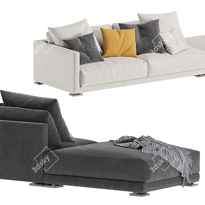 Elegant Poliform Bristol 2-Seater Sofa 3D model image 4