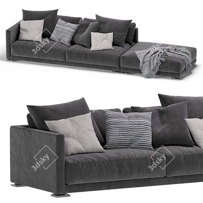 Elegant Poliform Bristol 2-Seater Sofa 3D model image 6