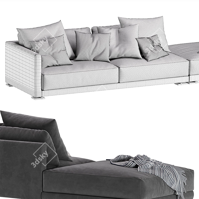 Elegant Poliform Bristol 2-Seater Sofa 3D model image 7