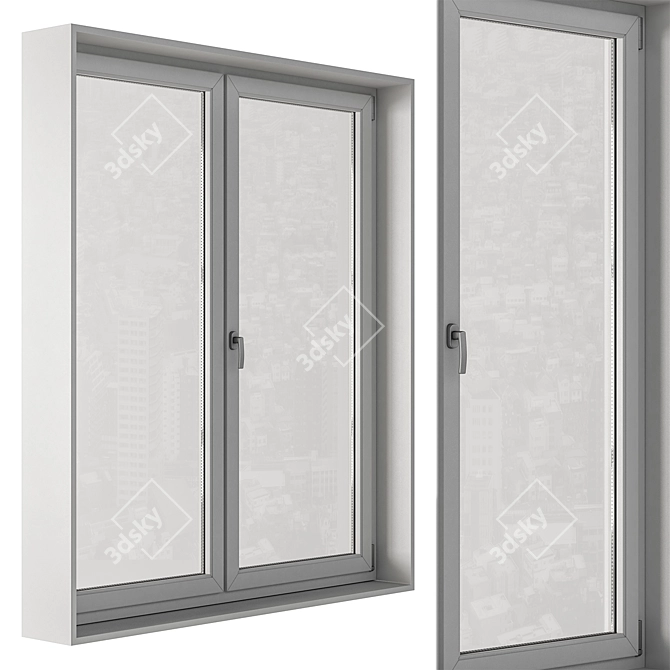 Contemporary White Window Set 08 3D model image 2