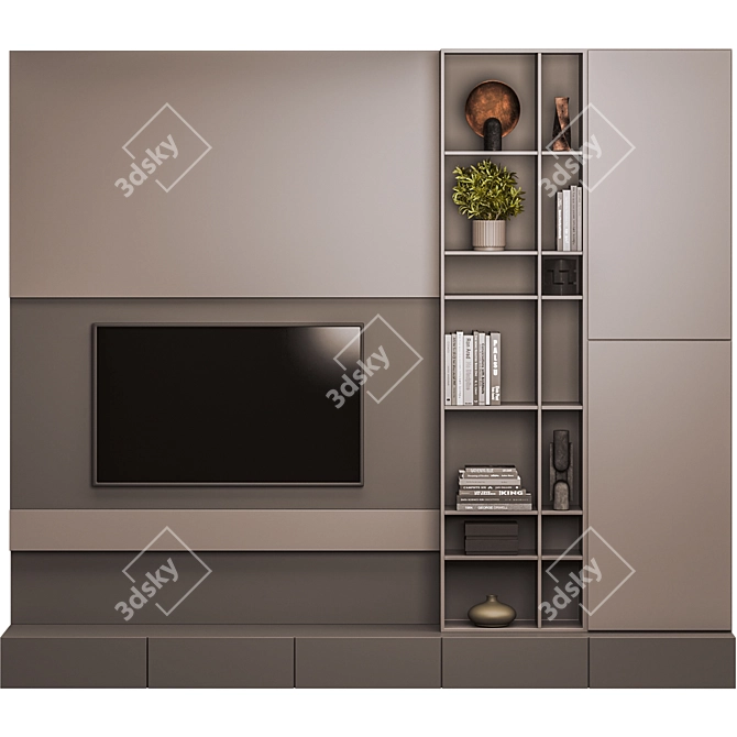 Modern TV Wall Unit 03 3D model image 1