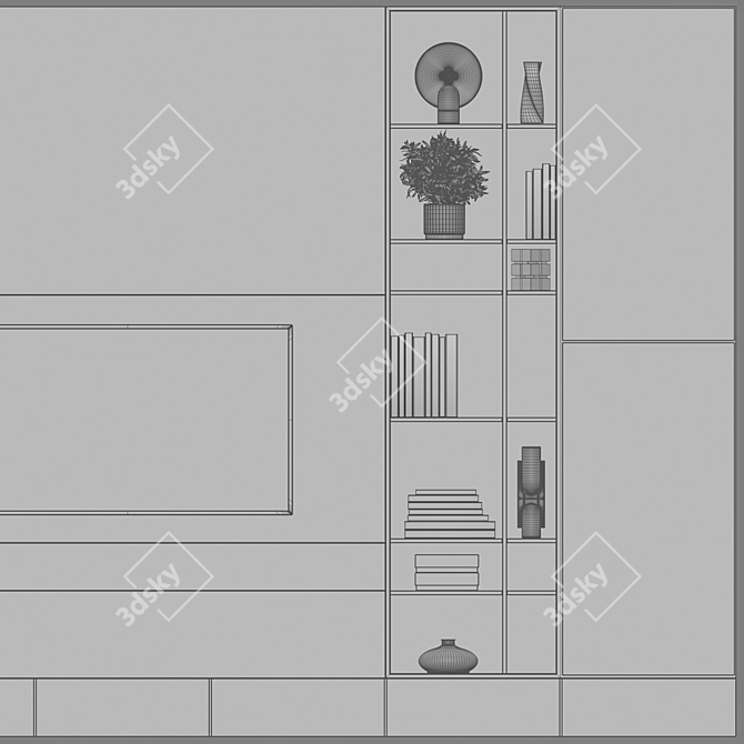 Modern TV Wall Unit 03 3D model image 6