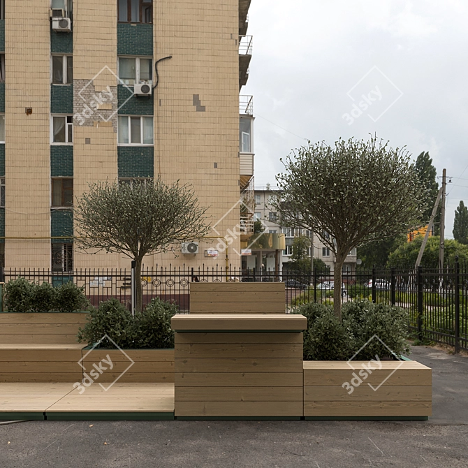 Urban Oasis Parklet with Lush Greenery 3D model image 6