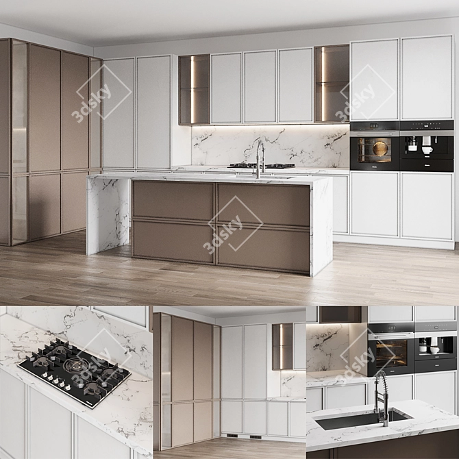 Modern Kitchen Island Appliances Set 3D model image 1