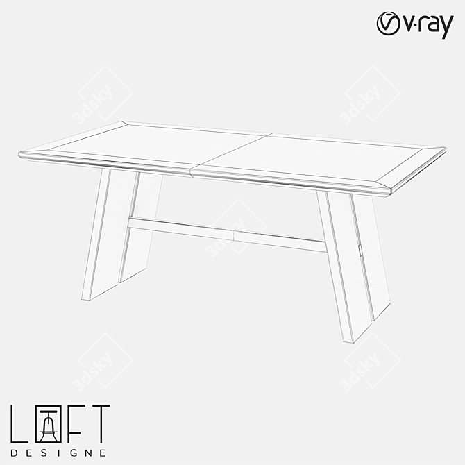 Rustic Pine Dining Table 3D model image 2