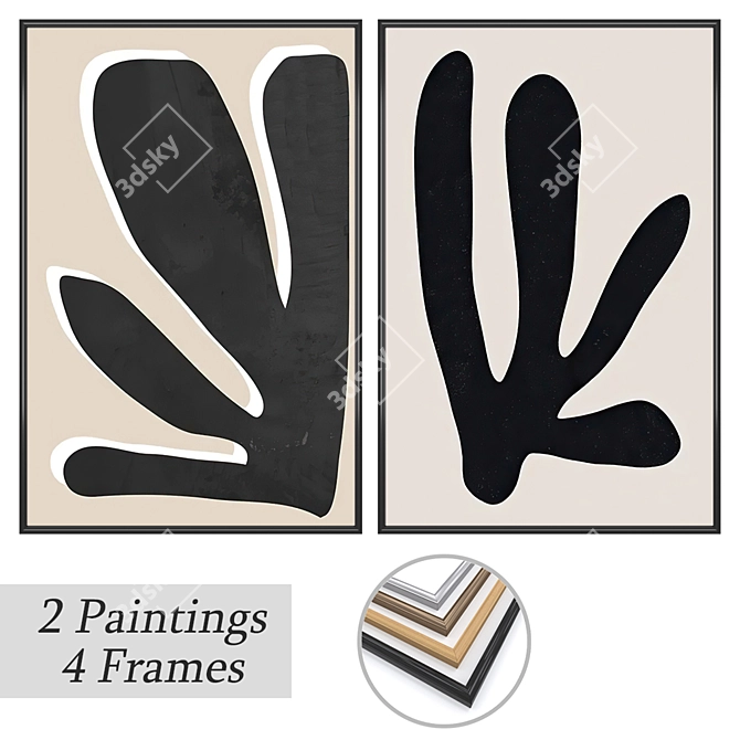 Wall Art Set with Frames 3D model image 1