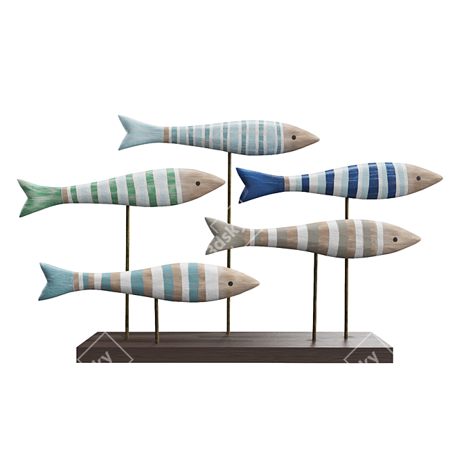 Colorful Wooden Fish Decor 20x35x7 cm 3D model image 1