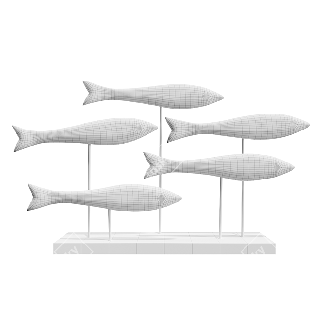 Colorful Wooden Fish Decor 20x35x7 cm 3D model image 3