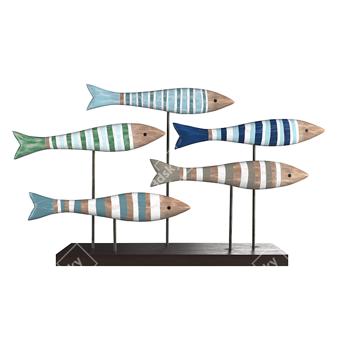 Colorful Wooden Fish Decor 20x35x7 cm 3D model image 4