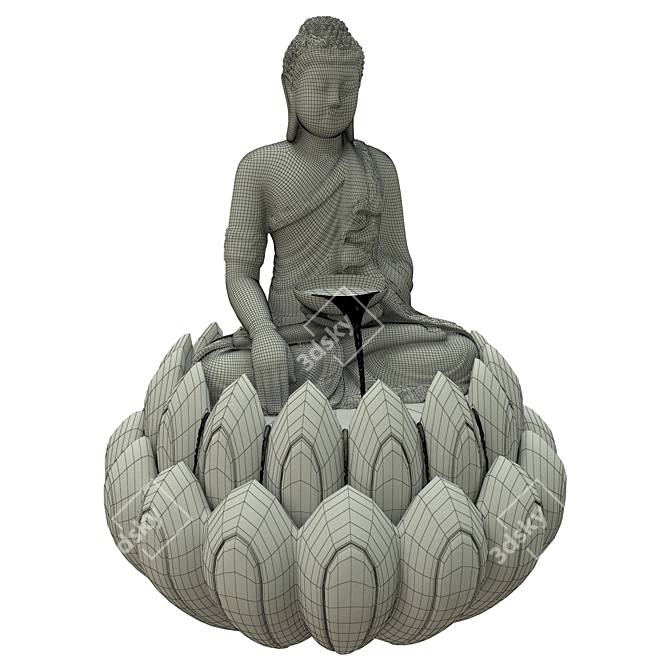 Lotus Buddha Fountain Sculpture 3D model image 5