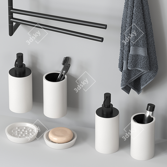 Trecento Bathroom Accessories Set 3D model image 2