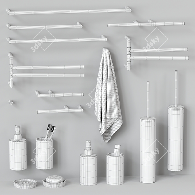 Trecento Bathroom Accessories Set 3D model image 3