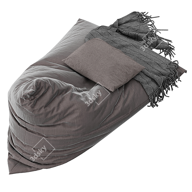 Cozy Grey Bean Bag 3D model image 3