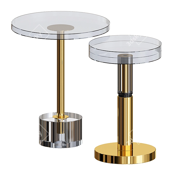 Elegant Crystal Brass Side Table 3D model image 1