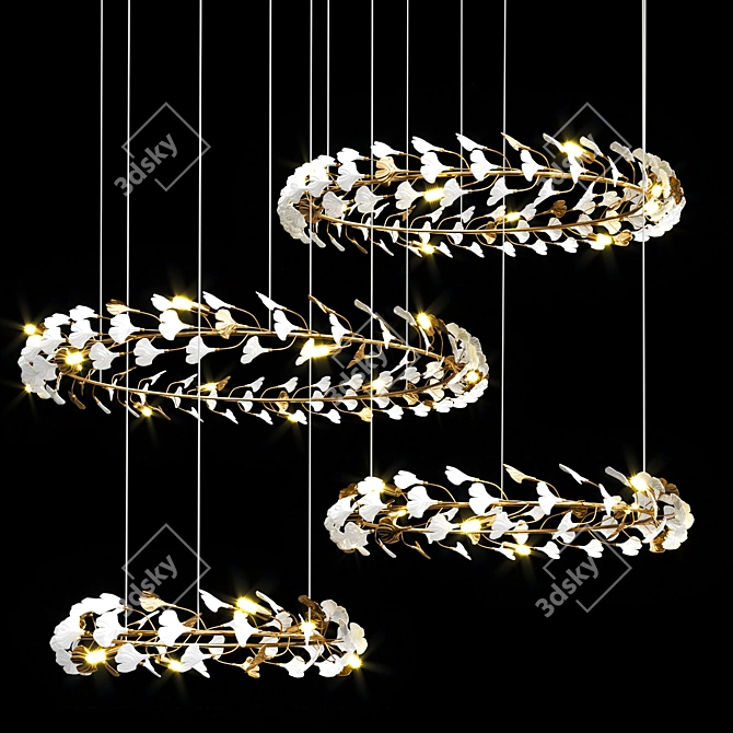 Elegant White Floral Chandelier 3D model image 1