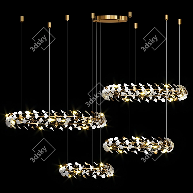 Elegant White Floral Chandelier 3D model image 2