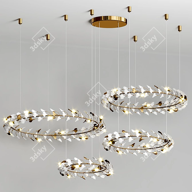 Elegant White Floral Chandelier 3D model image 3