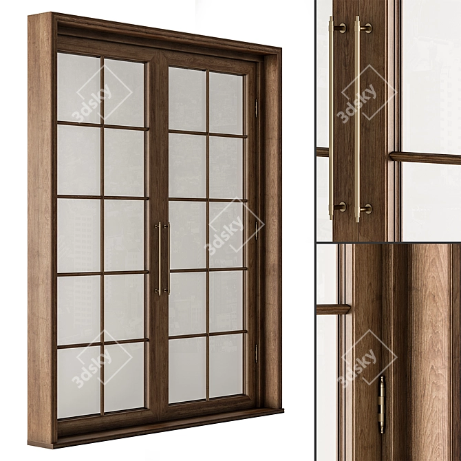 Neo Classic Glass Wood Doors 3D model image 1