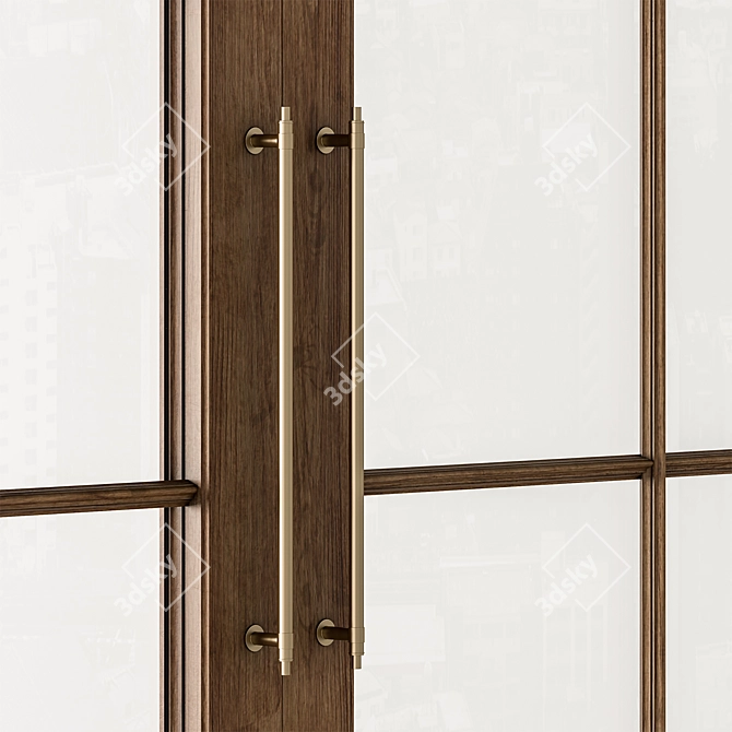 Neo Classic Glass Wood Doors 3D model image 2