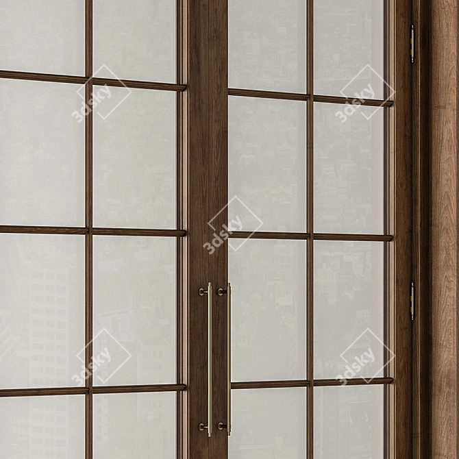 Neo Classic Glass Wood Doors 3D model image 4