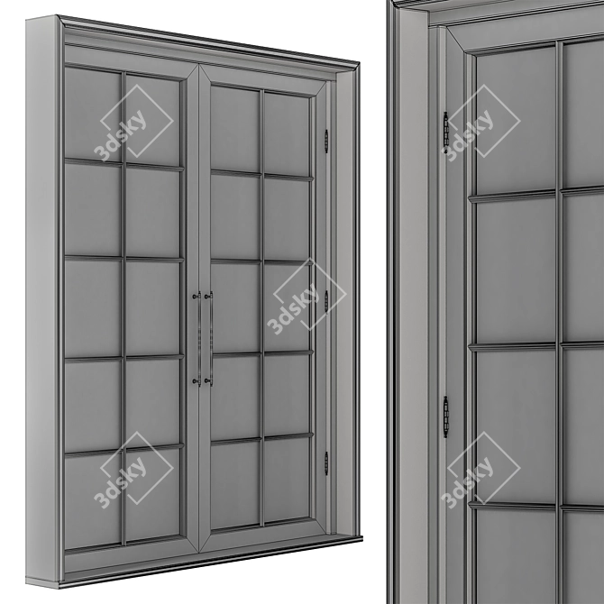 Neo Classic Glass Wood Doors 3D model image 5