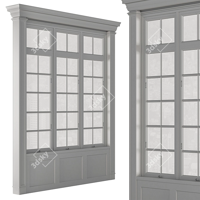 Elegant White Window Set 3D model image 1