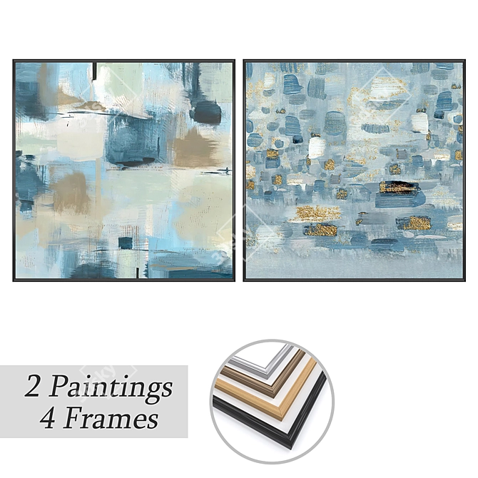 Modern Art Set with Frames 3D model image 3