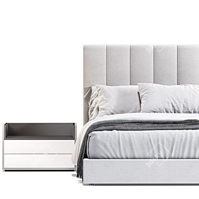 Minimalistic West Elm Low Profile Bed 3D model image 3