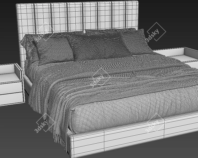 Minimalistic West Elm Low Profile Bed 3D model image 4