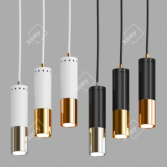 Modern Metal Glass Pendant Light 3D model image 1