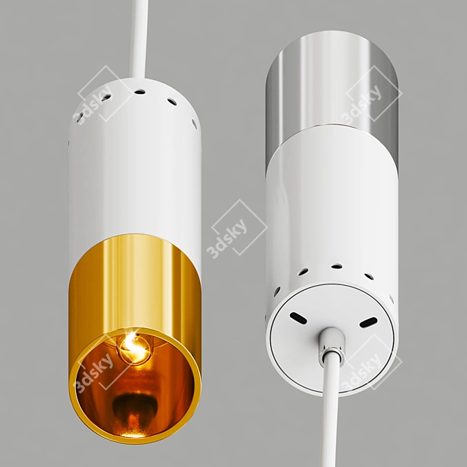 Modern Metal Glass Pendant Light 3D model image 2