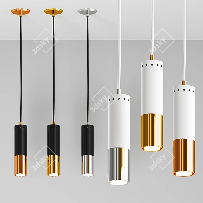 Modern Metal Glass Pendant Light 3D model image 3