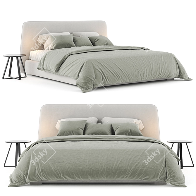 Sleek Boca Collection Bedframe 3D model image 2