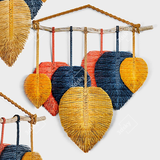 Title: Boho Leaf Macrame Wall Decor 3D model image 1