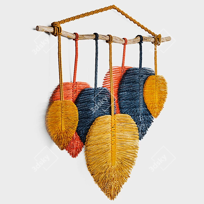 Title: Boho Leaf Macrame Wall Decor 3D model image 3