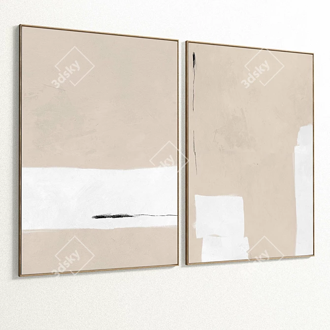 Dual Plaster Photo Frame, Interior Décor 3D model image 3