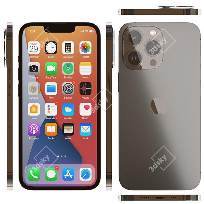  Sleek Apple iPhone 13 Pro 3D model image 1