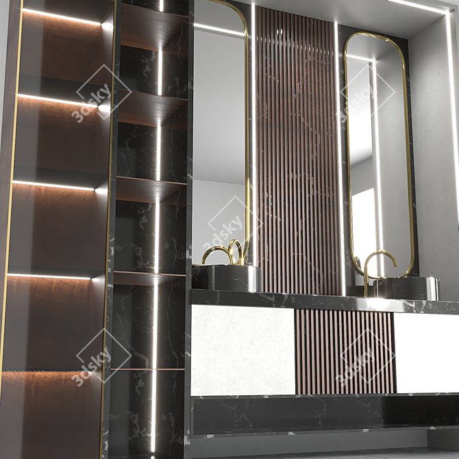 Modern Bathroom Furniture Set 3D model image 5