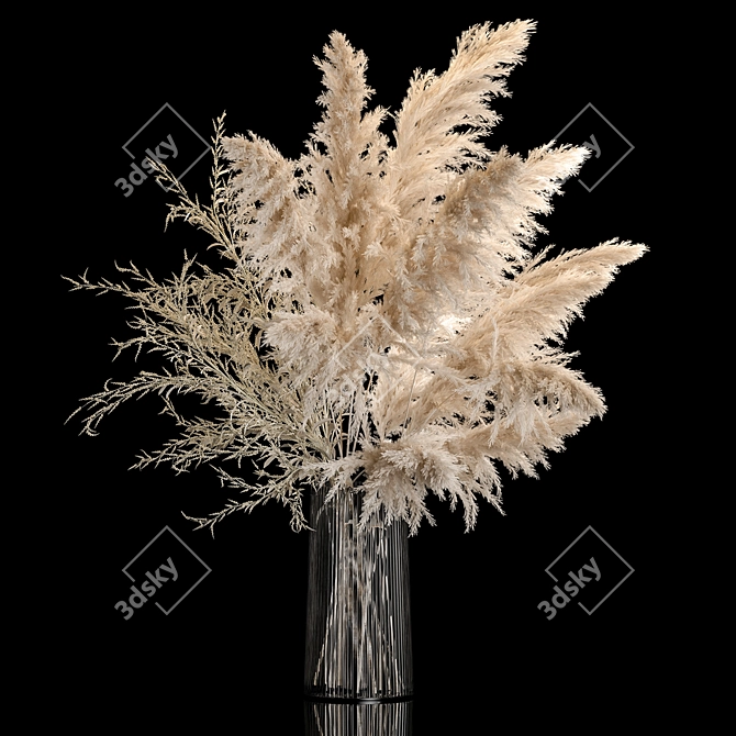 White Pampas Grass Bouquet 3D model image 1