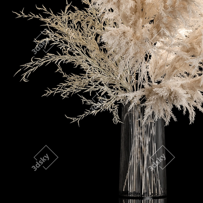 White Pampas Grass Bouquet 3D model image 2