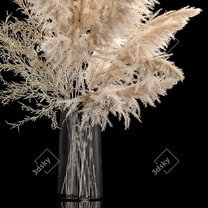 White Pampas Grass Bouquet 3D model image 5