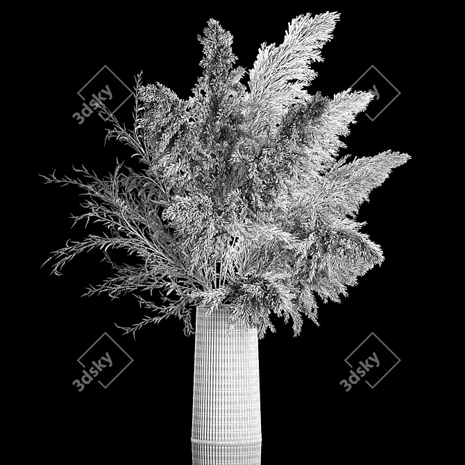 White Pampas Grass Bouquet 3D model image 6