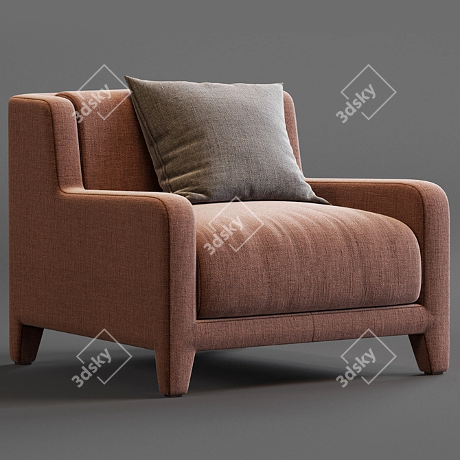 Vintage 40s Style Alma Armchair 3D model image 1