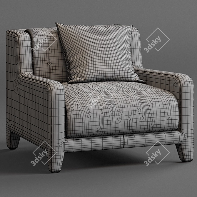 Vintage 40s Style Alma Armchair 3D model image 2