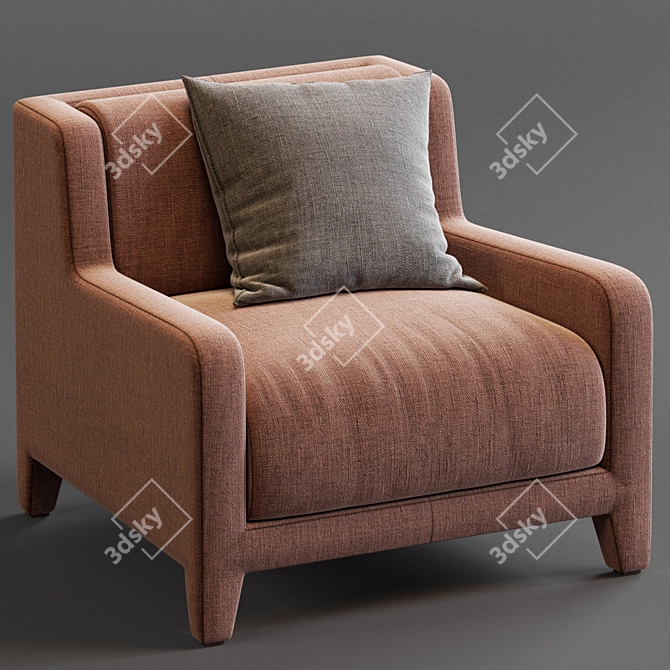 Vintage 40s Style Alma Armchair 3D model image 3